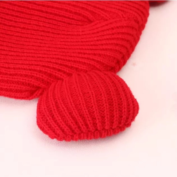 HOST PICK✨DOUBLE POM POM KNIT BLACK OR RED BEANIE-EARS‎ - Picture 7 of 8
